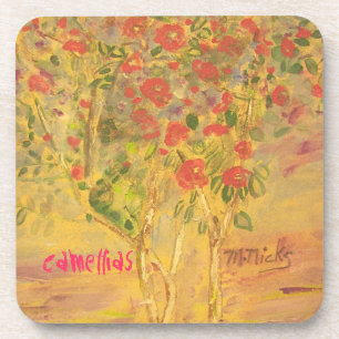 camellias sketch drink coaster