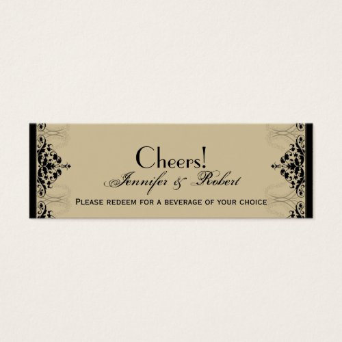 Camelot Gold Black Scrolls Wedding Drink Ticket Business Card Template