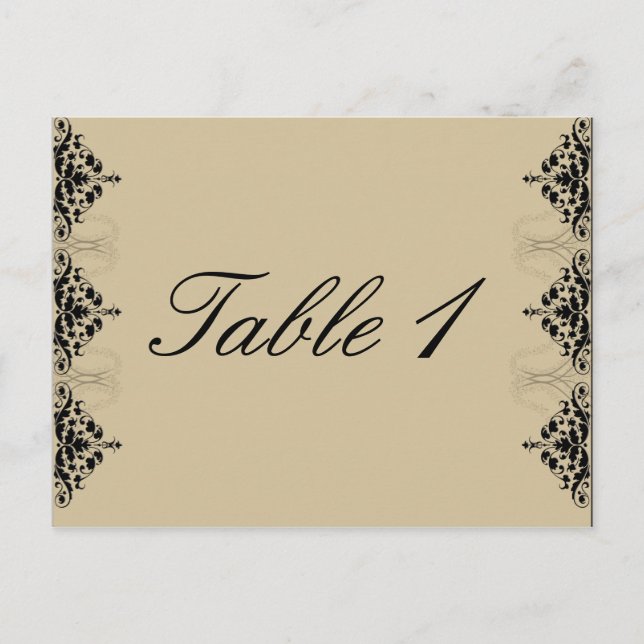 Camelot Gold with Black Scrolls Table Number (Front)