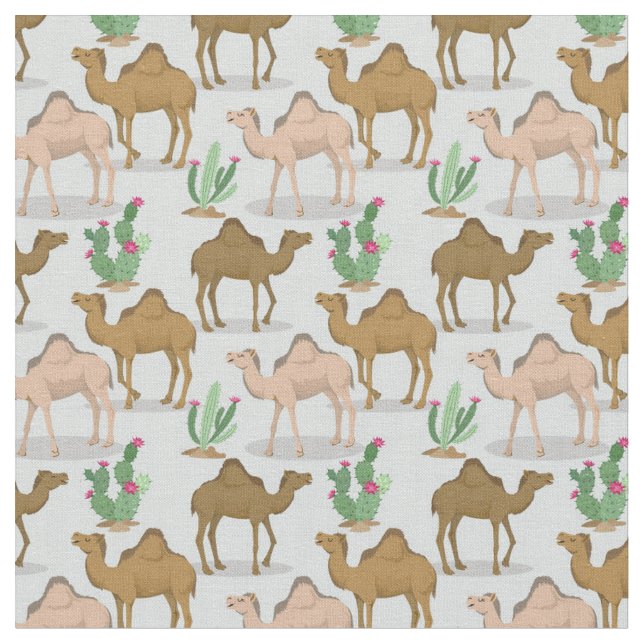 Camels and Cactus Fabric (Close Up)