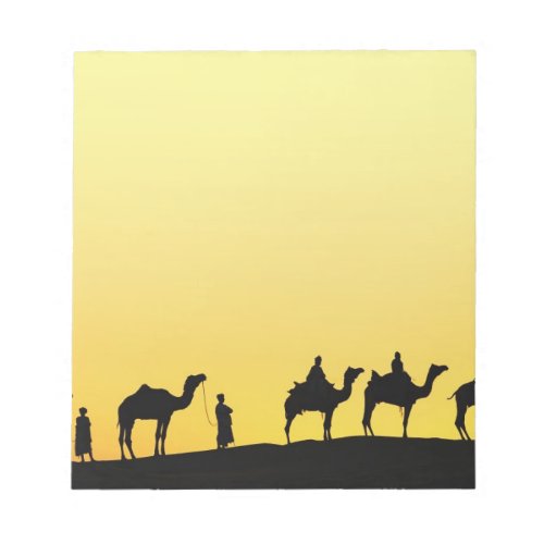 Camels and camel driver silhouetted at sunset 3 notepad