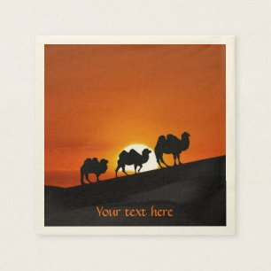 Camels at sunset paper napkins