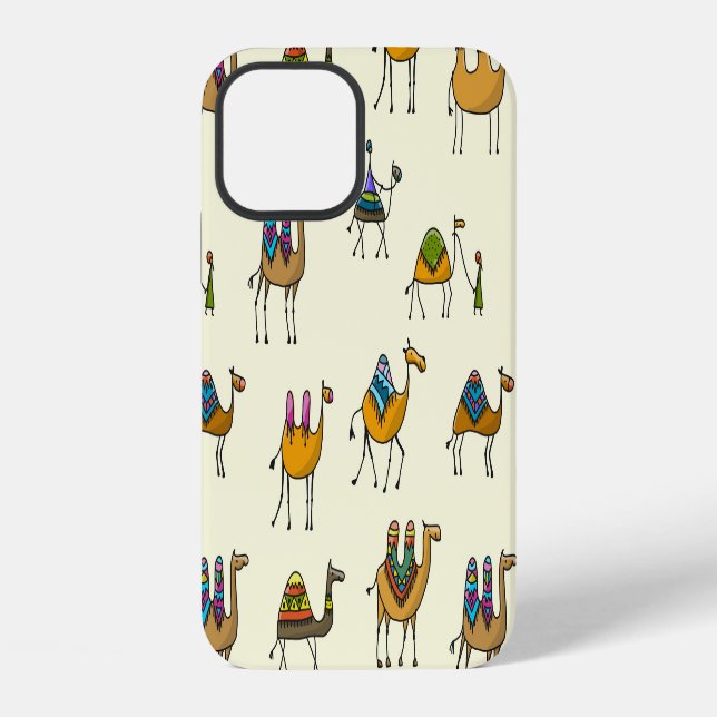 Camels Caravan Decorative Seamless Pattern Iphone Case (Back)