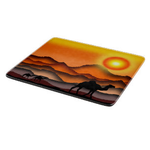 Camels Cutting Board with Desert Sunset