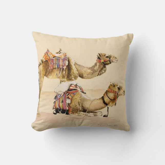 Camels from Petra 2007 Throw Pillow (Front)
