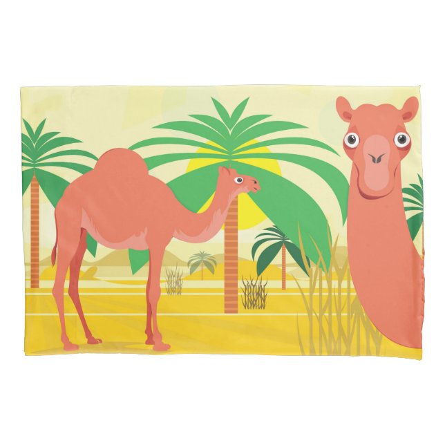 Camels illustration pillow case (Front)