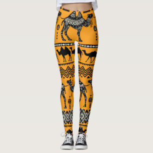 Camels Illustration Seamless Pattern Design. Leggings