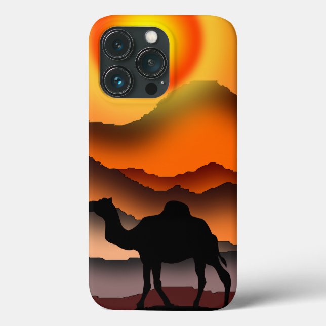 Camels in Desert Sunset iPhone Case (Back)