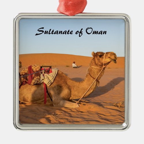 Camels in Oman desert Metal Ornament