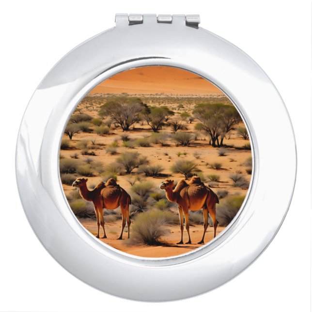 Camels In The Australian Outback, Compact Mirror (Front)