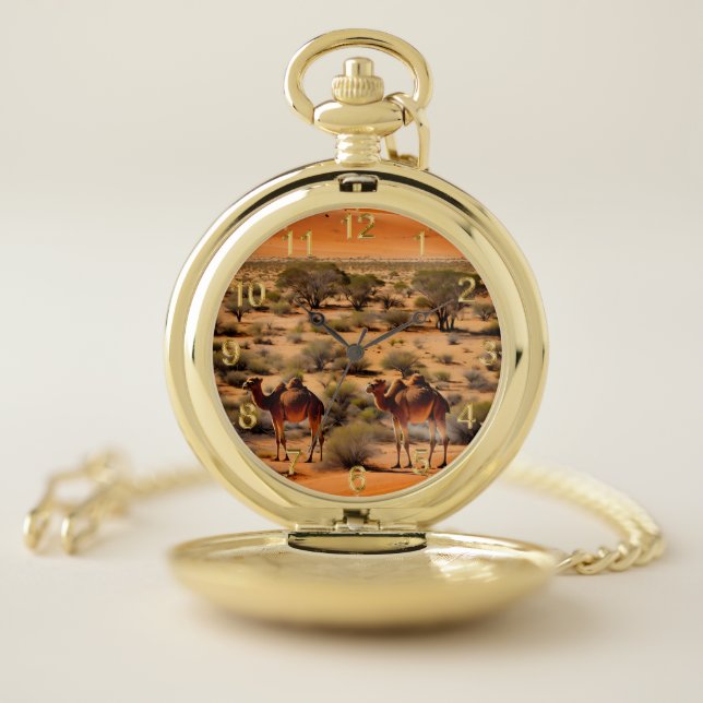 Camels In The Australian Outback, Pocket Watch (Inside)