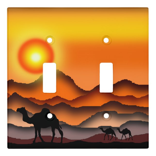Camels Light Switch Cover Sunset Desert (Front)