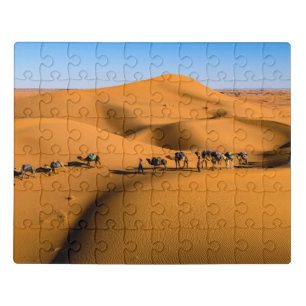 camels on desert under blue sky jigsaw puzzle