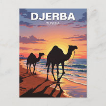 Camels on Djerba Island Tunisia Travel Postcard