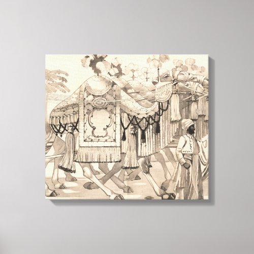 Camels Walking Dressed In Costume Canvas Print