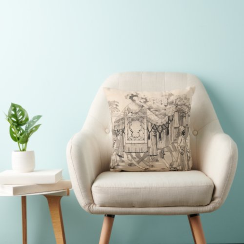 Camels Walking Dressed In Costume Throw Pillow