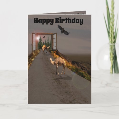 Camels Walking To Wonderland Birthday Card