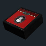 Cameo and Plaid Goth Wedding Keepsake Jewelry Box<br><div class="desc">This stunning Gothic wedding set features some vintage inspired touches including a gorgeous black and white cameo hung from a black satin bow atop a string of ivory pearls and a sash of deep red plaid. All elements are digitally printed on our high quality products for the look of 3...</div>
