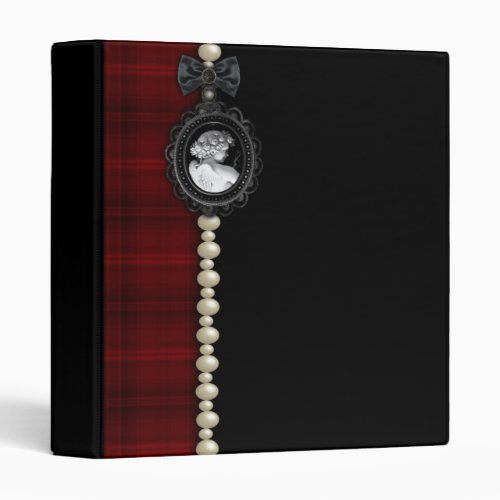 Cameo and Plaid Goth Wedding Suite 3 Ring Binder