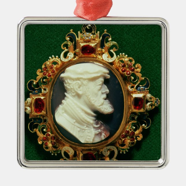 Cameo bearing the portrait of Charles I of Spain Metal Ornament (Front)