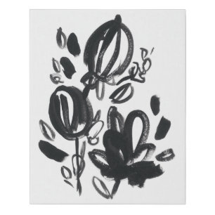 Cameo Bloom - Black and White Faux Canvas Print