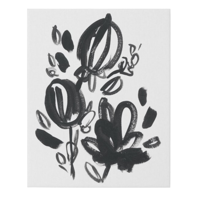 Cameo Bloom - Black and White Faux Canvas Print (Front)