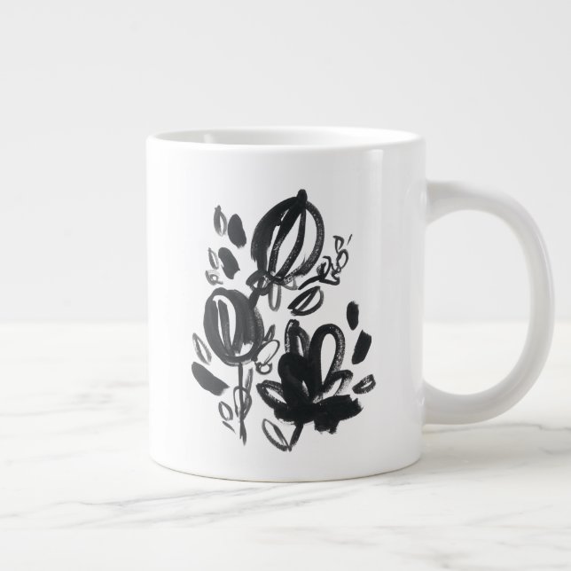 Cameo Bloom - Black and White Giant Coffee Mug (Right)
