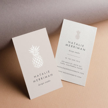 Cameo Blush Pineapple Vertical Business Card