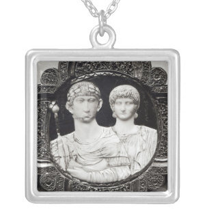 Cameo depicting Emperor Honorius and his wife Silver Plated Necklace