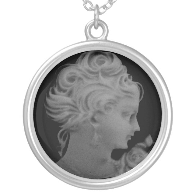 Cameo Goth Vintage Ghost Sterling Silver Necklace (Front)