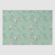 Cameo Green Floral Tissue Paper
