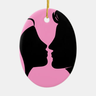 Cameo Kiss Silhouette Ceramic Ornament