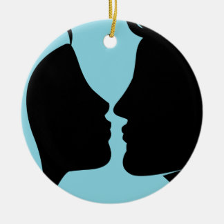 Cameo Kiss Silhouette Ceramic Ornament