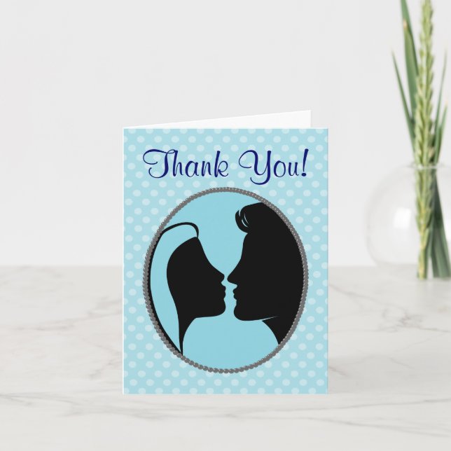 Cameo Kiss Silhouette Thank You Cards (Front)