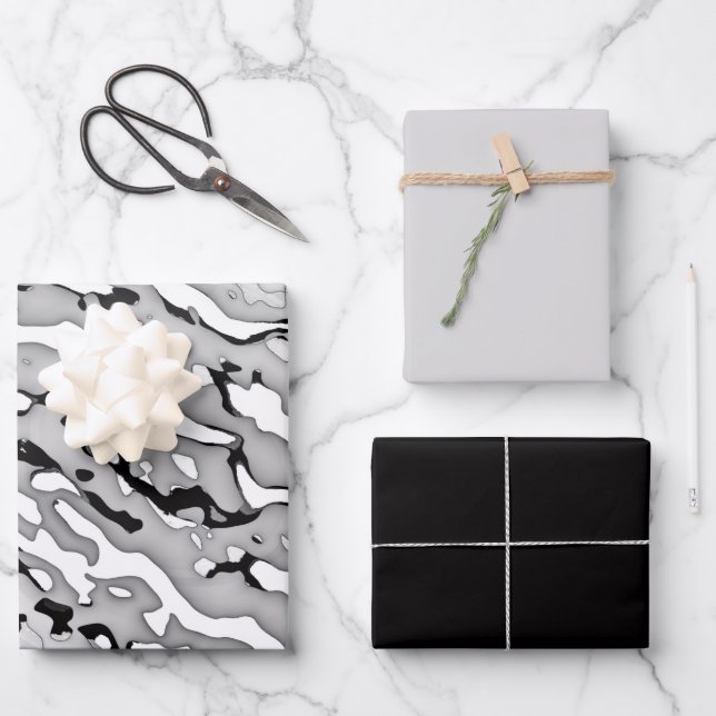 Cameo long light gray design wrapping paper sheets (Front)