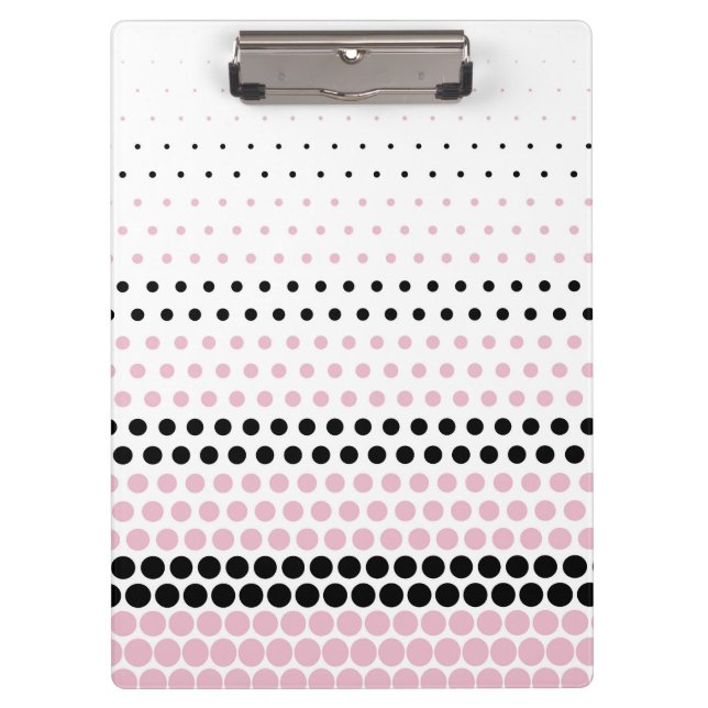 Cameo Pink and Black Polka Dot Clipboard (Front)