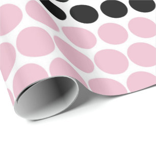 Cameo Pink and Black Polka Dot Wrapping Paper