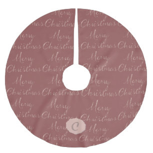 Cameo Pink Merry Christmas Message Brushed Polyester Tree Skirt