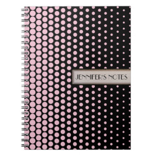 Cameo Pink Polka Dot Elegant Modern Black Notebook
