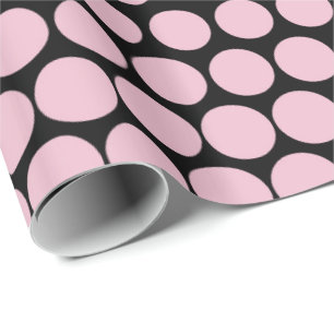 Cameo Pink Polka Dot Modern Black Wrapping Paper
