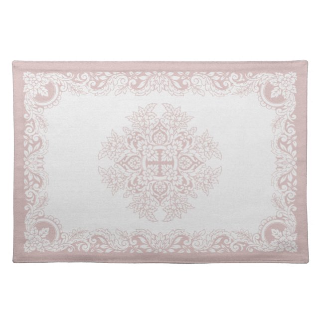 Cameo Pink Victorian Floral Cloth Placemat (Front)