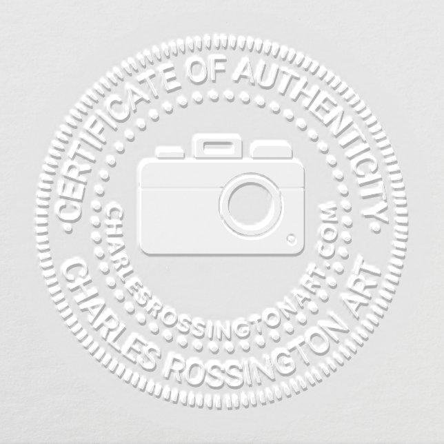 Camera #2 “Certificate of Authenticity” Name URL Embosser (Design)
