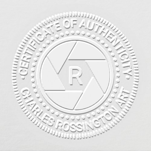 Camera Aperture #2 Certificate of Authenticity Ini Embosser