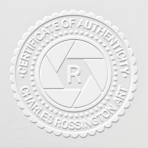 Camera Aperture Certificate of Authenticity In SF1 Embosser