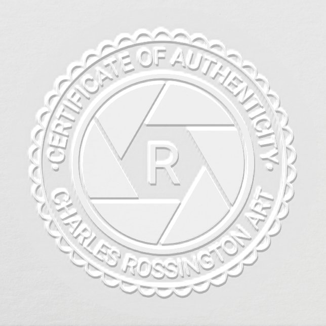 Camera Aperture Certificate of Authenticity SF2 In Embosser (Design)