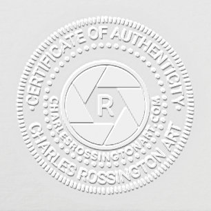 Camera Aperture Certificate of Authenticity URL In Embosser