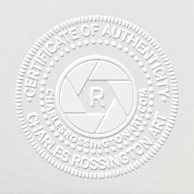 Camera Aperture Certificate of Authenticity URL In Embosser (Design)