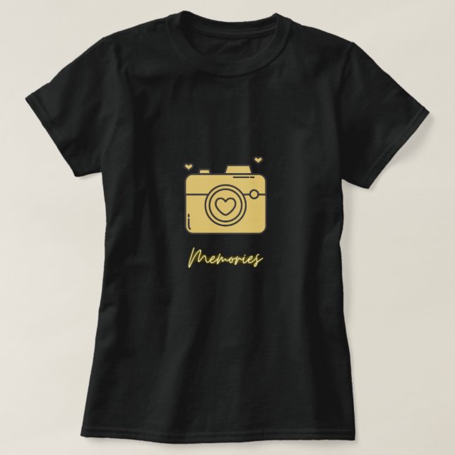 Camera art  & Minimalist typography 'memories' T-Shirt (Design Front)