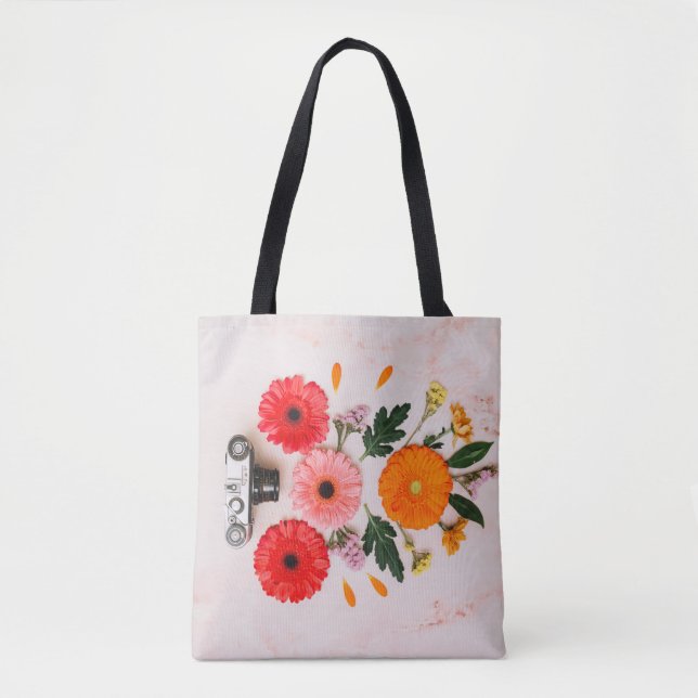 Camera & Blooms Tote Bag (Front)