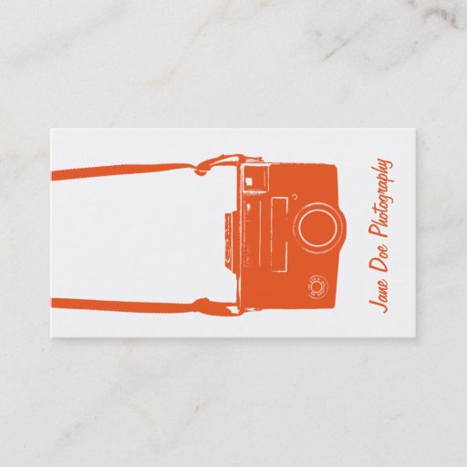 Customizable Vintage Orange and White Camera Business Card